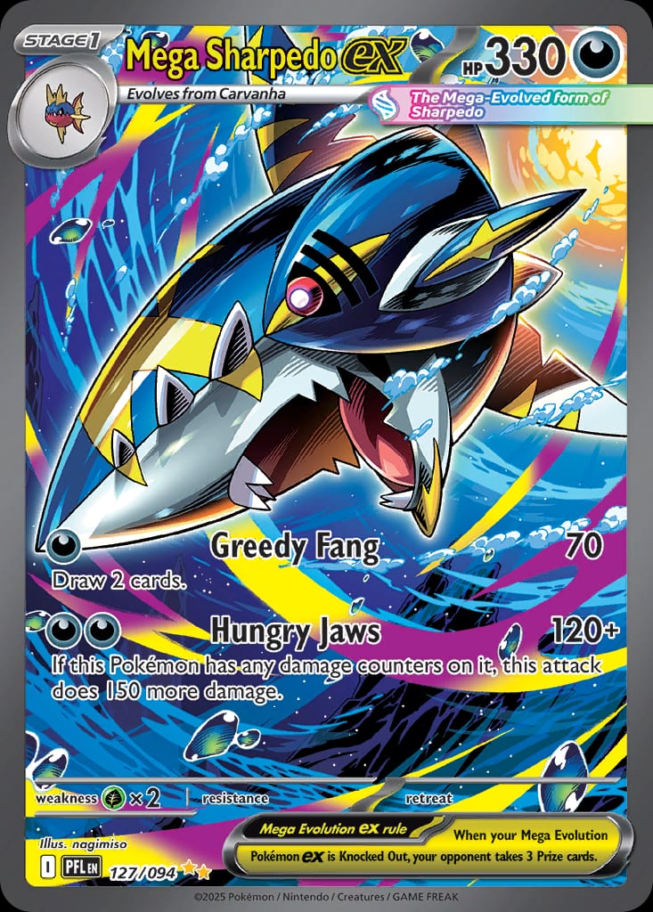Carta Mega Sharpedo ex (Mega Evolution—Phantasmal Flames)